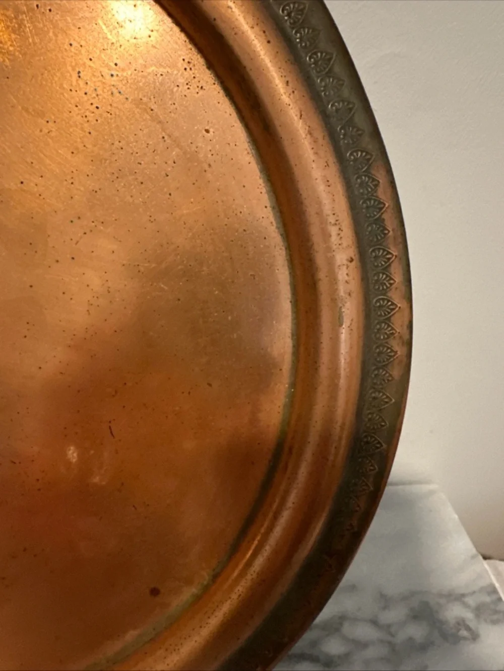 Vintage Copper Decorative serving tray barware vanity Warm Copper Tone 14.5”D
